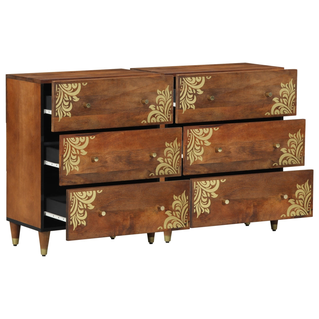 Credenze 2 pz Marrone Miele 60x33.5x75 cm Legno massello di mango