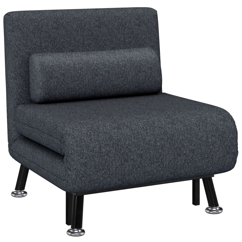Poltrona Letto con Schienale Regolabile e Cuscino ¨C zephmum ¨C Tessuto Grigio Scuro