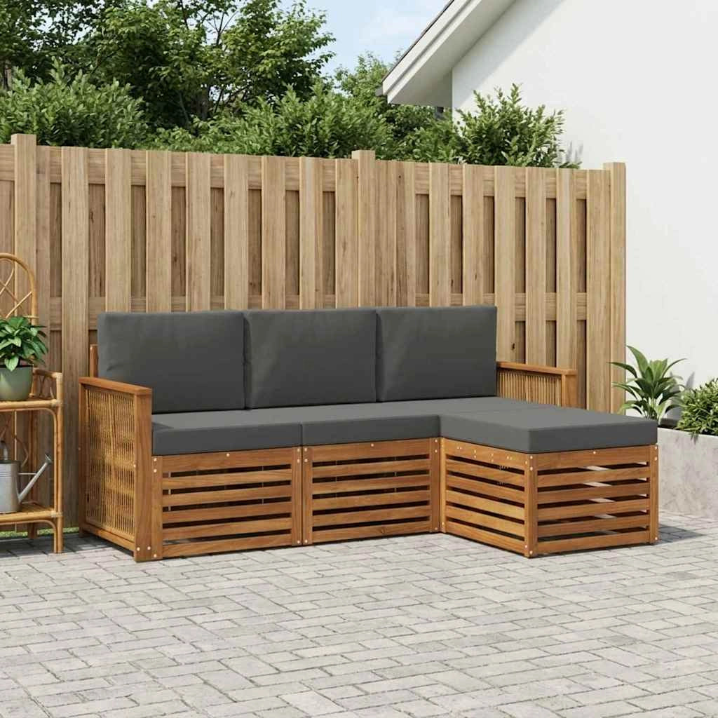 Set di divani da esterno 4 pz Naturale e Antracite 3384208