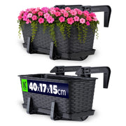 Fioriera da balcone KADAX con supporto, 40 cm + manici