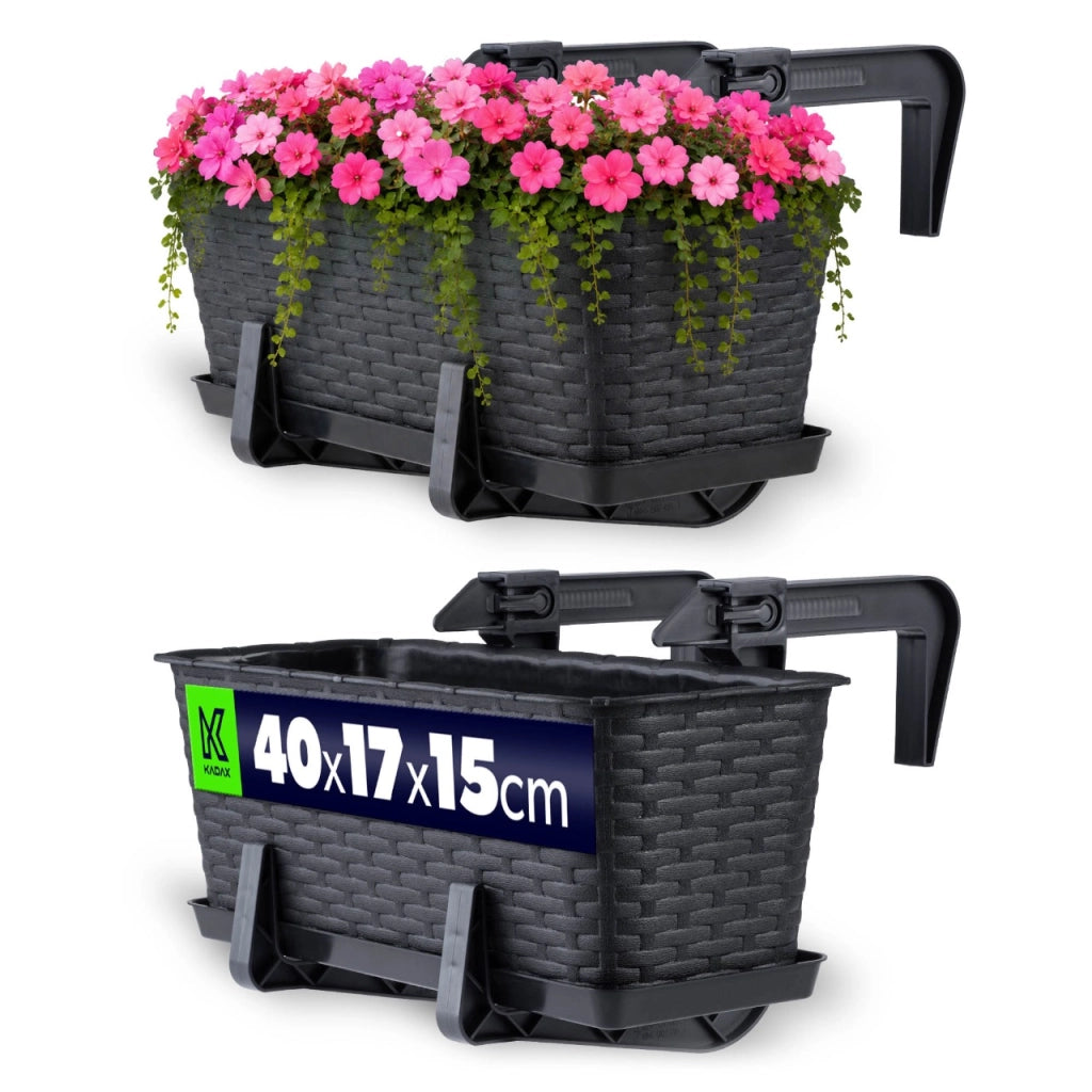 Fioriera da balcone KADAX con supporto, 40 cm + manici