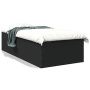 Letto singolo | Letto per adulti | Giroletto Nero 90x200 cm in Legno Multistrato