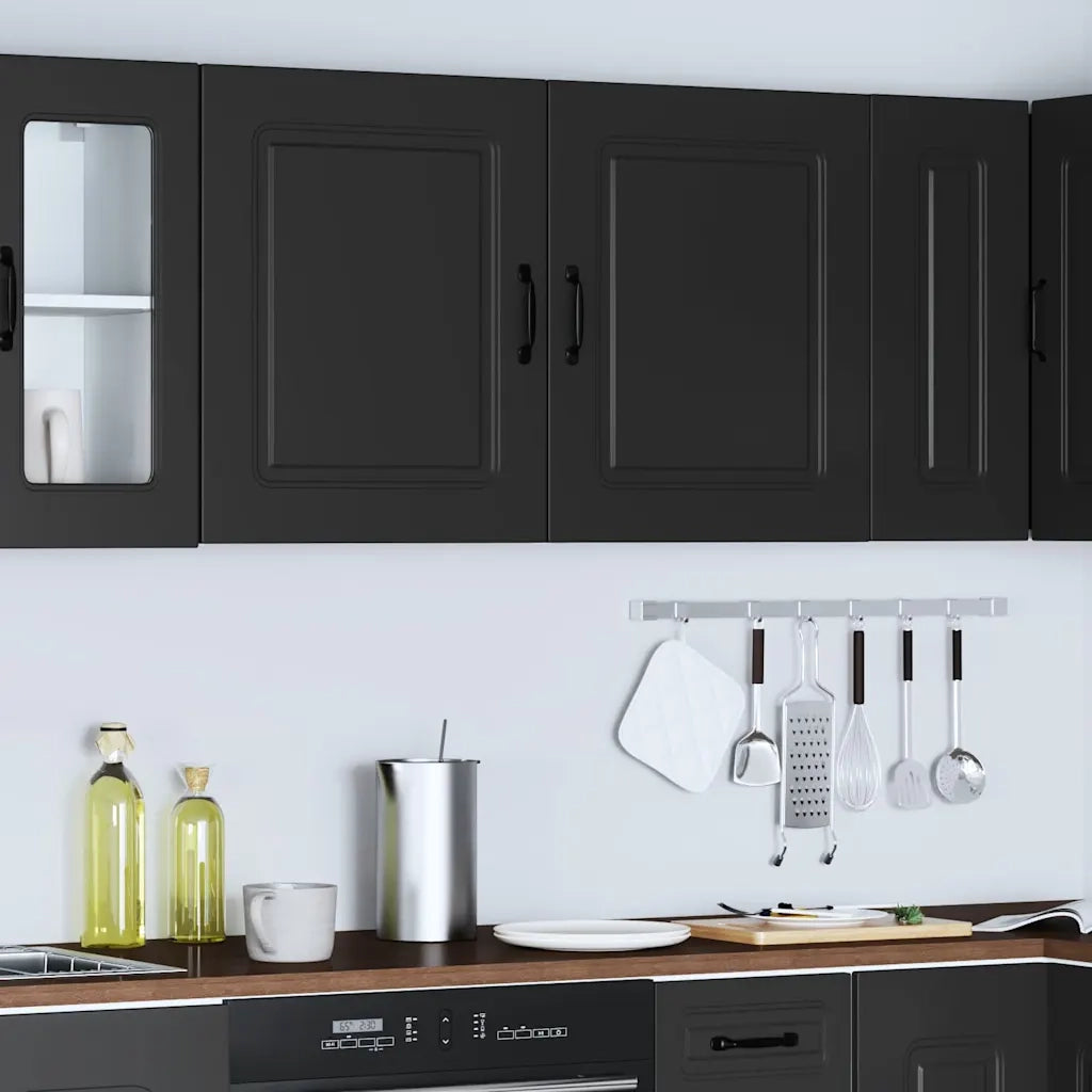 Pensili da cucina 2 pz Kalmar in Legno Multistrato Nero 853560