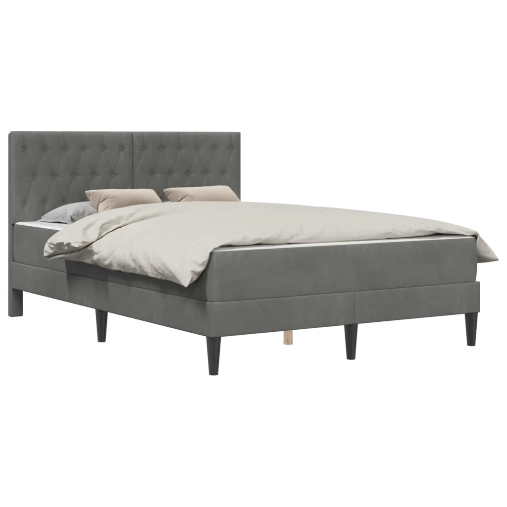 Struttura letto con materasso Grigio scuro 140 x 190 cm Velluto