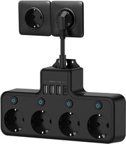Adattatore con interruttore autonomo e luce di indicazione, prese multiple, cavo corto 4 fori, cavo USB estensibile, presa multifunzione