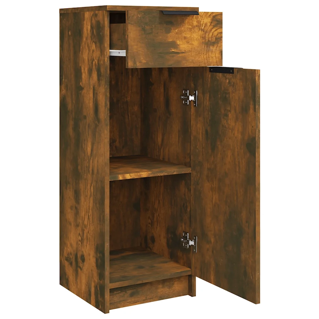 Armadietto Bagno Rovere Fumo 32x34x90 cm in Legno Multistrato 817057
