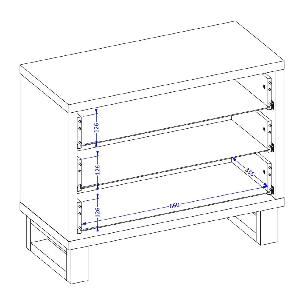 Cassettiera MILOS – 3 cassetti stile industriale rovere grezzo e nero