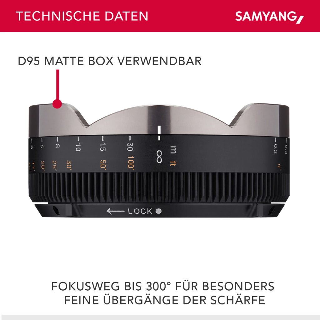 MF Adattatore per obiettivi video V-AF - messa a fuoco manuale precisa con una corsa di messa a fuoco fino a 300°, compatibile con il matte box D95, ideale per le produzioni cinematografiche