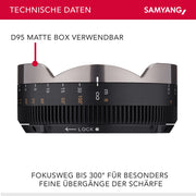 MF Adattatore per obiettivi video V-AF - messa a fuoco manuale precisa con una corsa di messa a fuoco fino a 300°, compatibile con il matte box D95, ideale per le produzioni cinematografiche