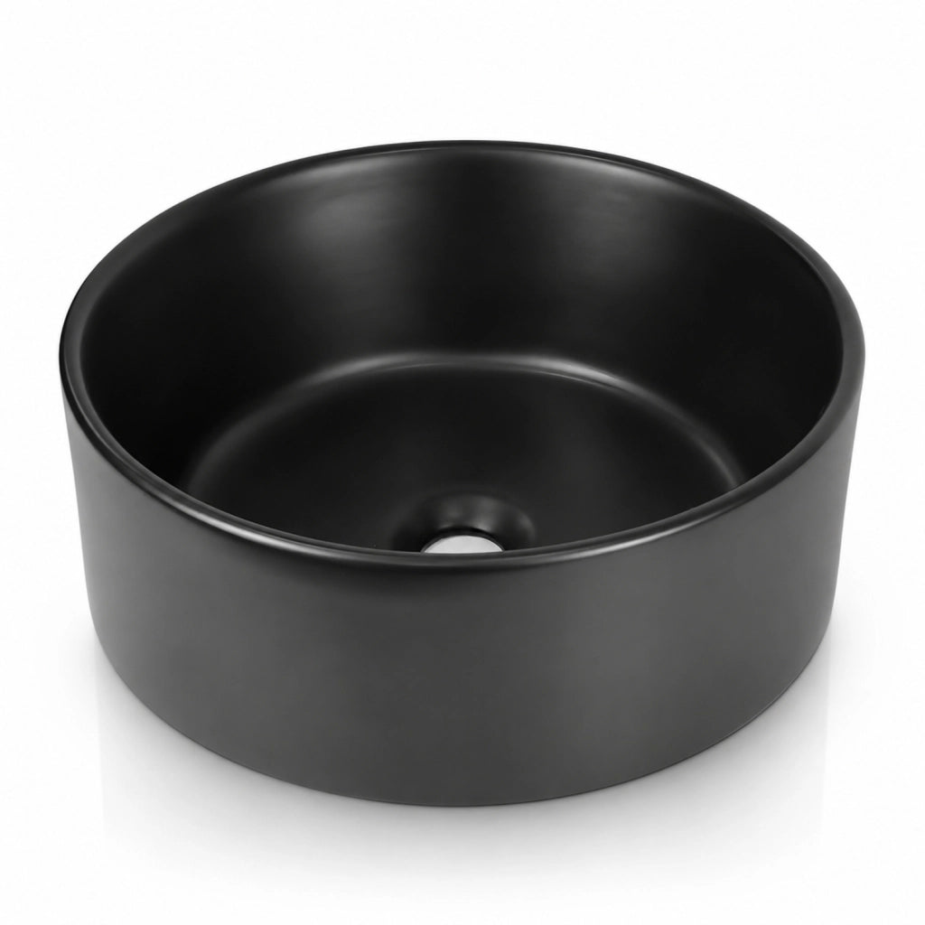Lavabo tondo in ceramica nera opaca per bagno *** confezione 1