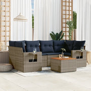 Set Divani da Giardino 7 pz con Cuscini Grigio in Polyrattan 3224465