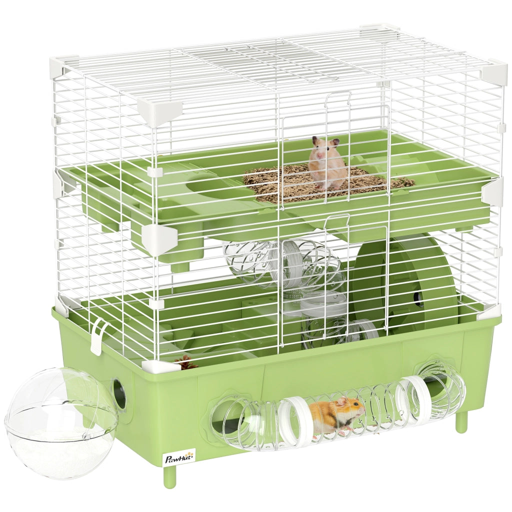 Gabbia per criceti a 2 livelli con ruota ¨C Minimal ¨C 44.5x28x44cm verde
