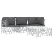 Mobili da giardino mobili da esterno Set di mobili da 4 pezzi con cuscini in acciaio bianco 02_0016086