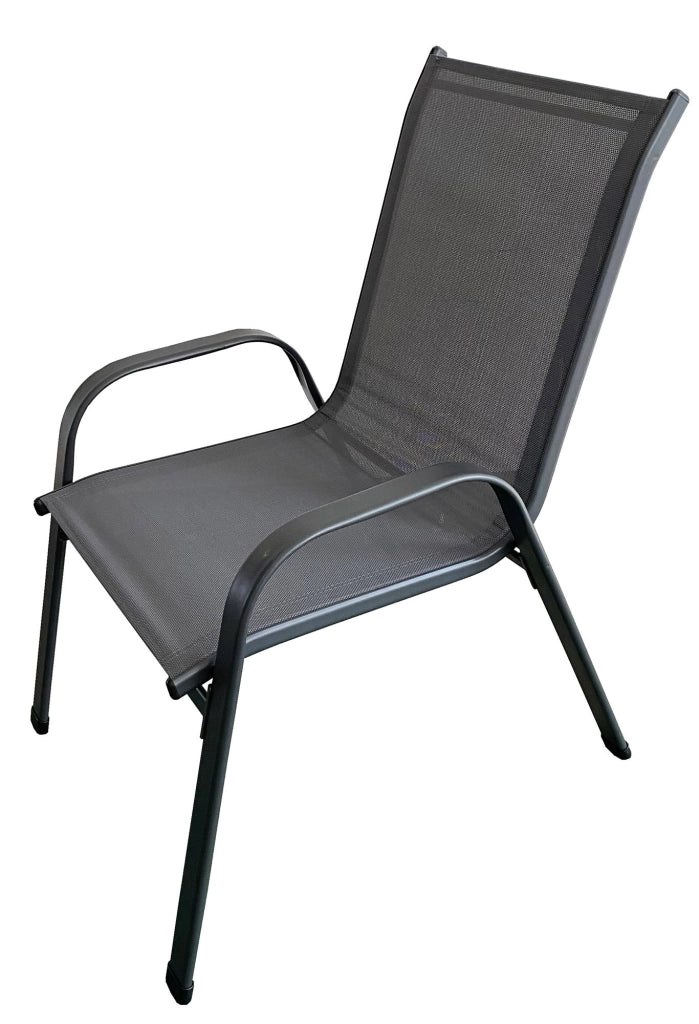 Set 4 Sedie da Giardino 71x55x91 cm con Braccioli Grigio Scuro