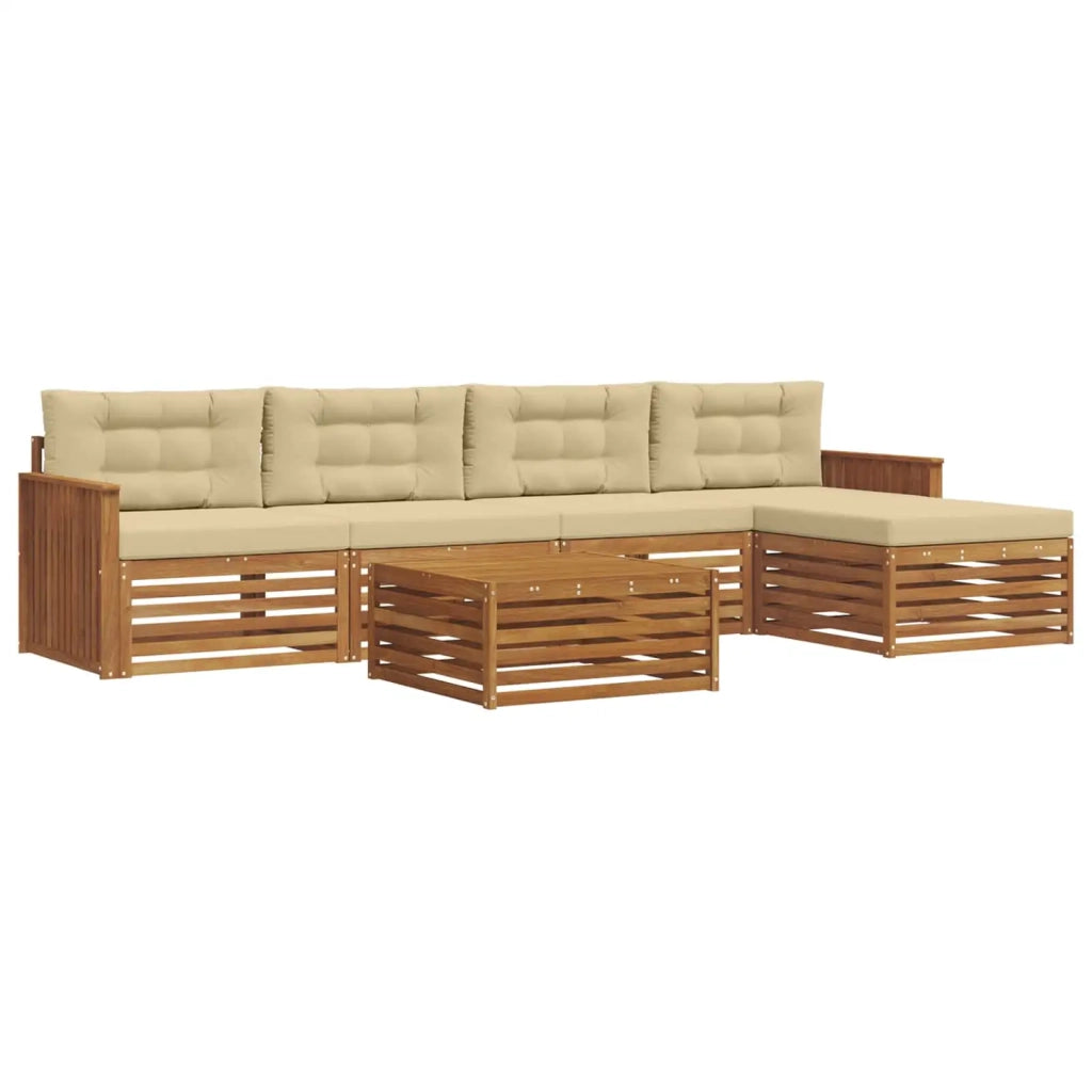 Set di divani da esterno con cuscino 6 pcs Naturale e Beige
