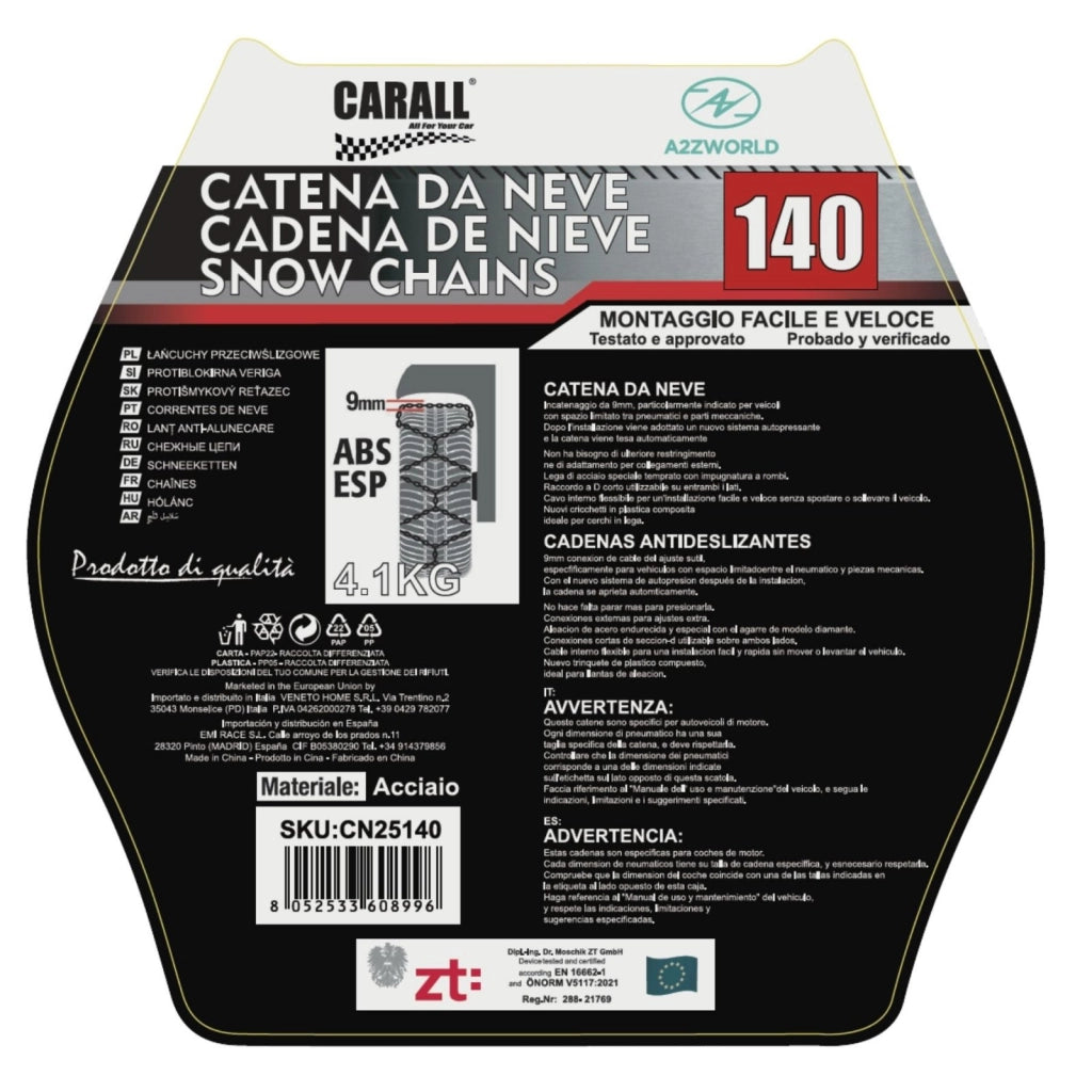 Catena Da Neve 9mm KNS140 Gruppo 140 Omologato ONORM V5117