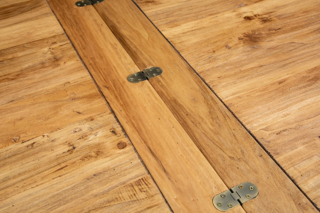 Biscottini Tavolo Country allungabile in legno massello di tiglio struttura bianca anticata piano naturale L90xPR90xH80 cm. Made in Italy