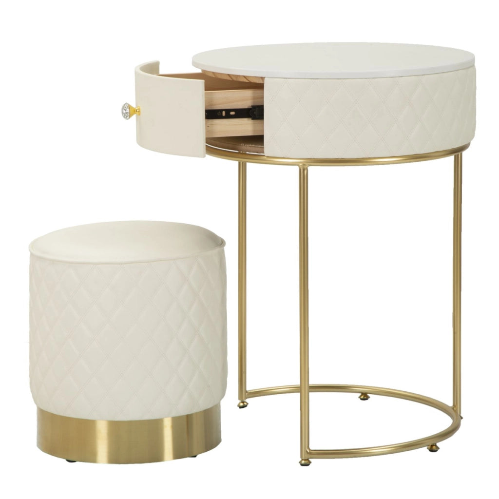 Comodino VKH12, Bianco, Legno, 52x52x70 cm