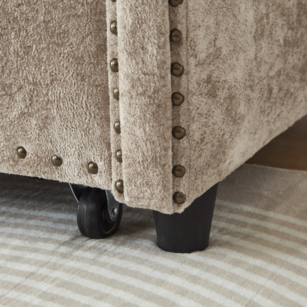 Divano letto 2 posti 170x98 cm trasformabile a 3 funzioni in chenille marrone grigio