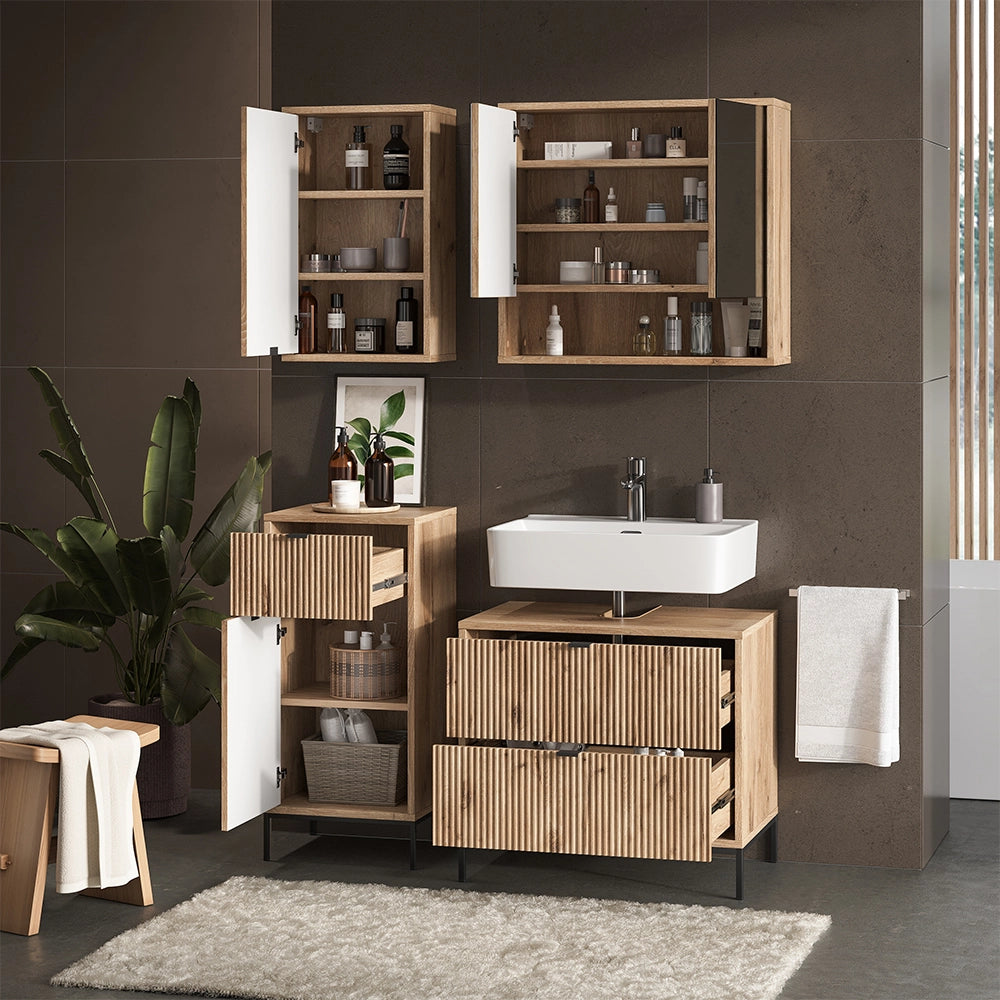 Vicco Set di mobili da bagno Quercia vichinga 4 parti
