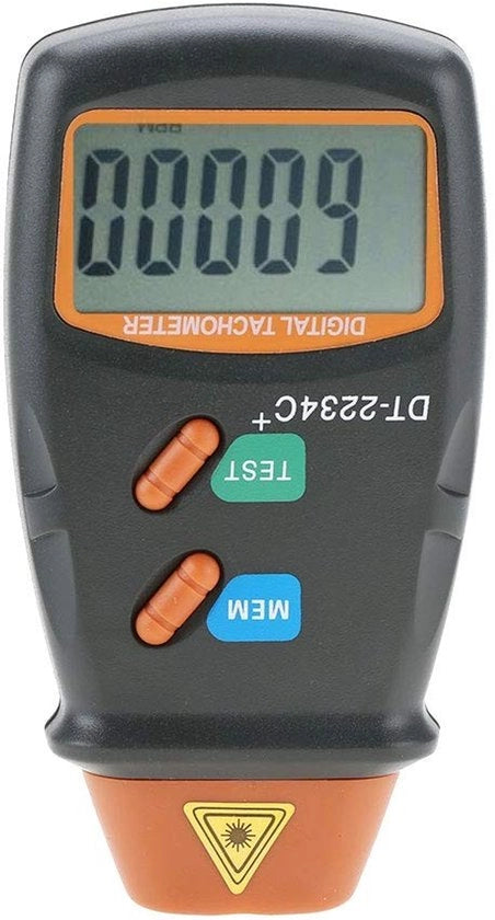 Contatore di Rotazione Digitale LCD - Tachimetro Portatile - Ampia Portata di Misura 2,5 RPM a 99999 RPM - Alta Risoluzione 0,1 RPM - Alta Precisazione di Misura - Registrazione Automatica dei Valori - Tachimetro