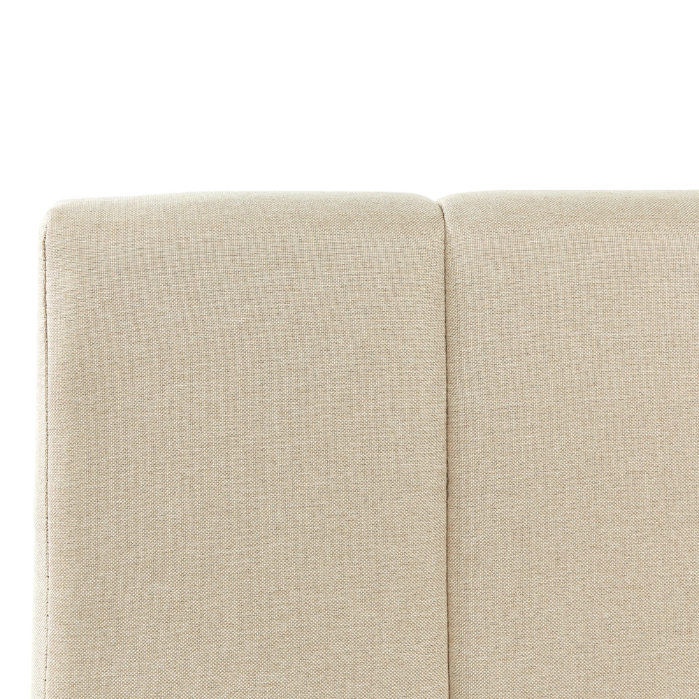 Letto contenitore Rivestimento in tessuto beige 180 x 200 cm con testiera a doghe