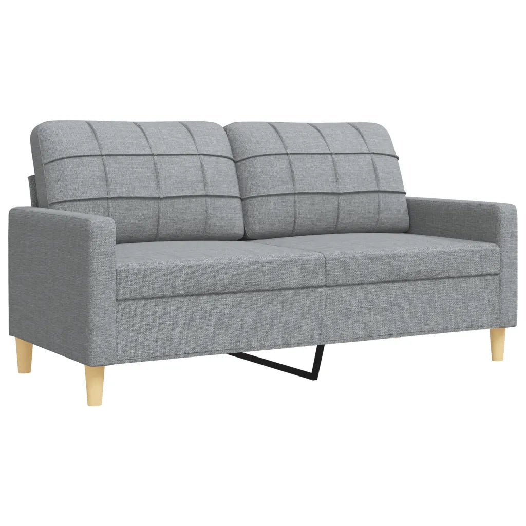 Set di Divani 4 pz con Poggiapiedi Grigio Chiaro in Tessuto