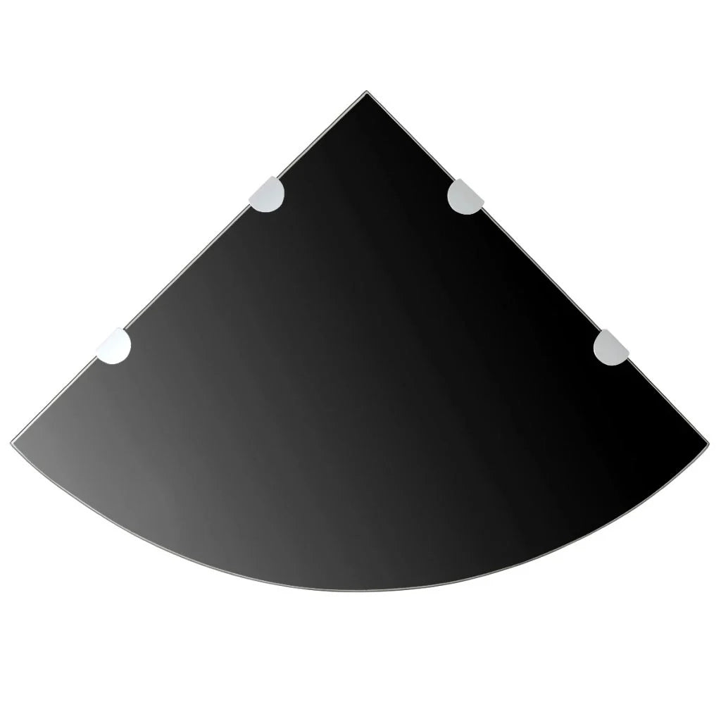 Mensola angolare con staffe cromate e vetro nero 45 x 45 cm 2702222/2