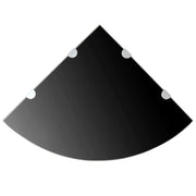 Mensola angolare con staffe cromate e vetro nero 45 x 45 cm 2702222/2