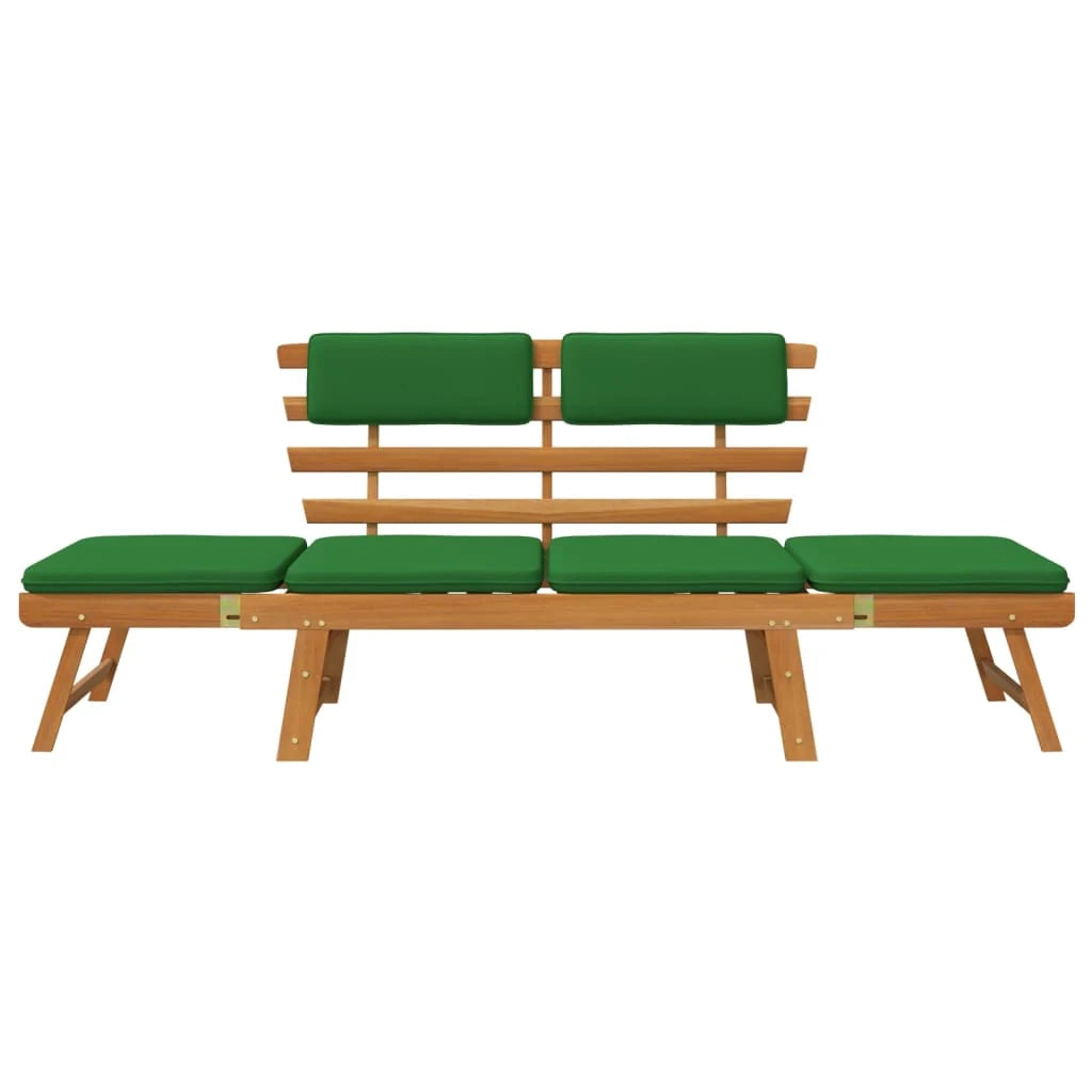 Panca da giardino 2 in 1 per esterni con cuscini 190 x 68 x 74 cm legno massello di acacia 02_0011597