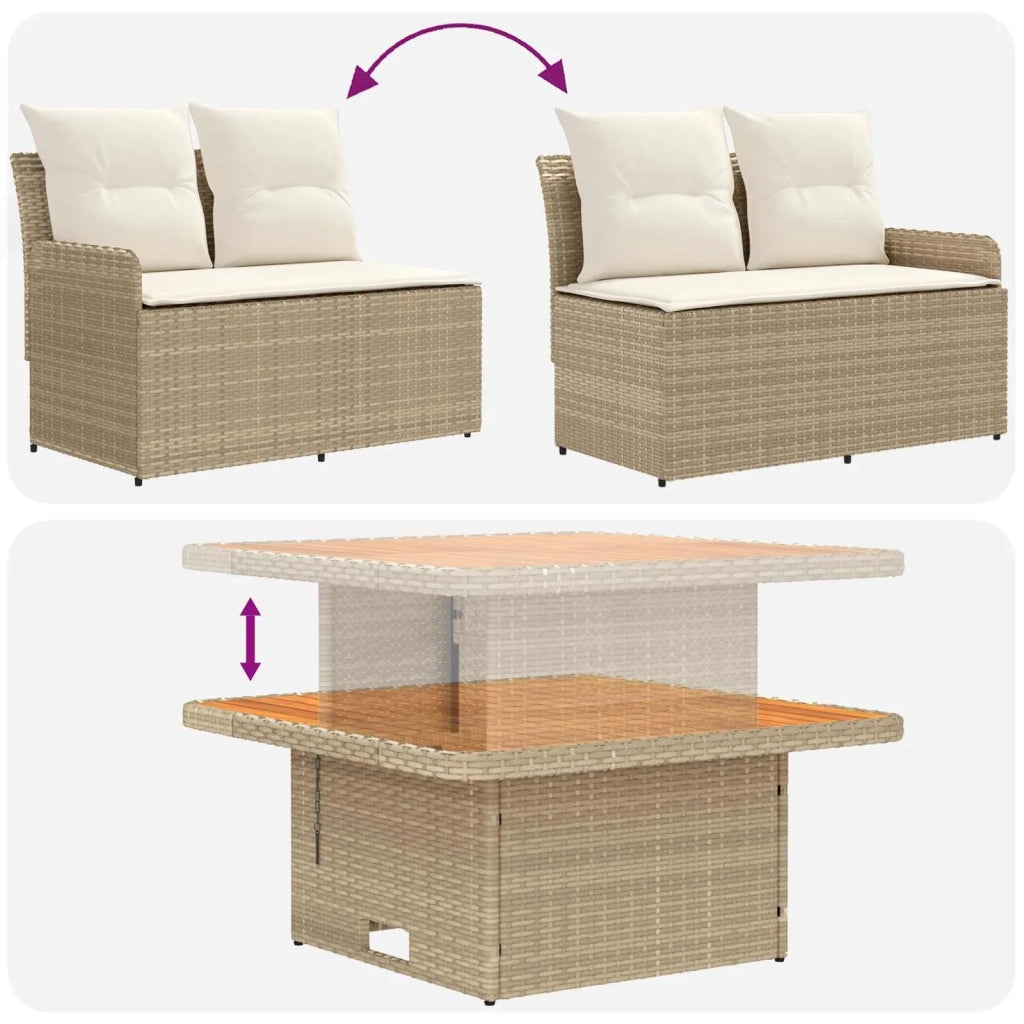 Set di Mobili con cuscino 4 pcs Beige e Crema Rattan in PE 3422178