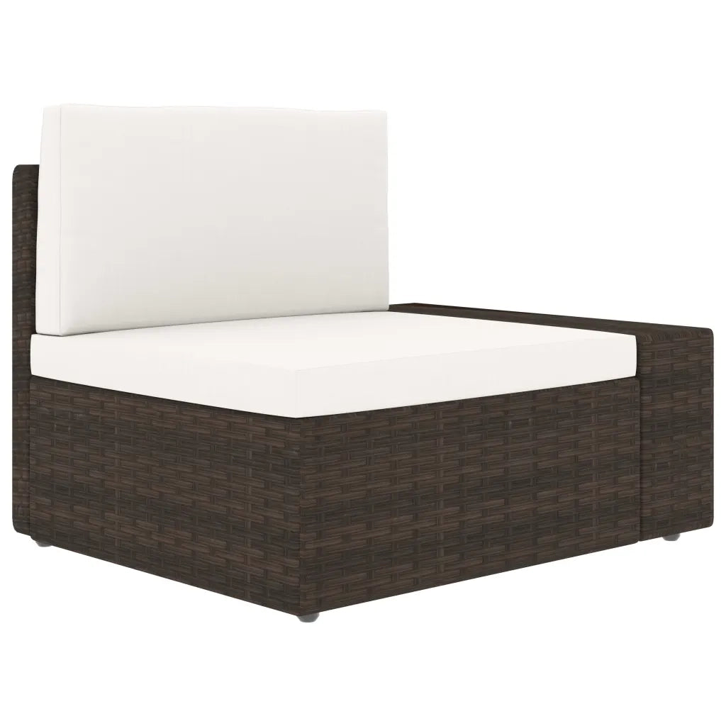 Divano Modulare a 2 Posti in Polyrattan Marrone