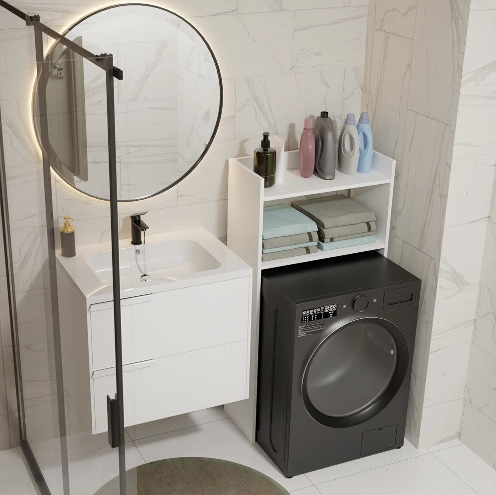 Mobile bagno NINA NP bianco per lavatrice scaffale colonna 2 ripiani per bagno