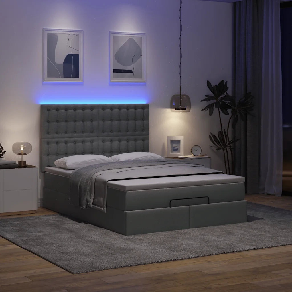 Struttura Letto Pouf con Materasso 140x190 cm in Tessuto 3314170