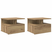 Set di 2 Comodini | Armadio da Notte | Mobiletto da notte flottante Rovere artigianale 40 x 31 x 28 cm