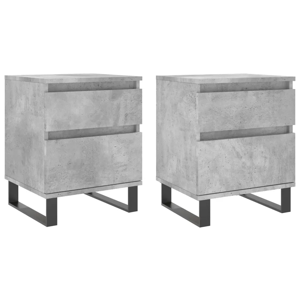 Set di 2 Comodini | Armadio da Notte | Mobiletto da notte Grigio Cemento 40x35x50 cm in Legno Multistrato