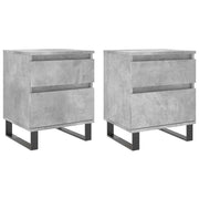 Set di 2 Comodini | Armadio da Notte | Mobiletto da notte Grigio Cemento 40x35x50 cm in Legno Multistrato