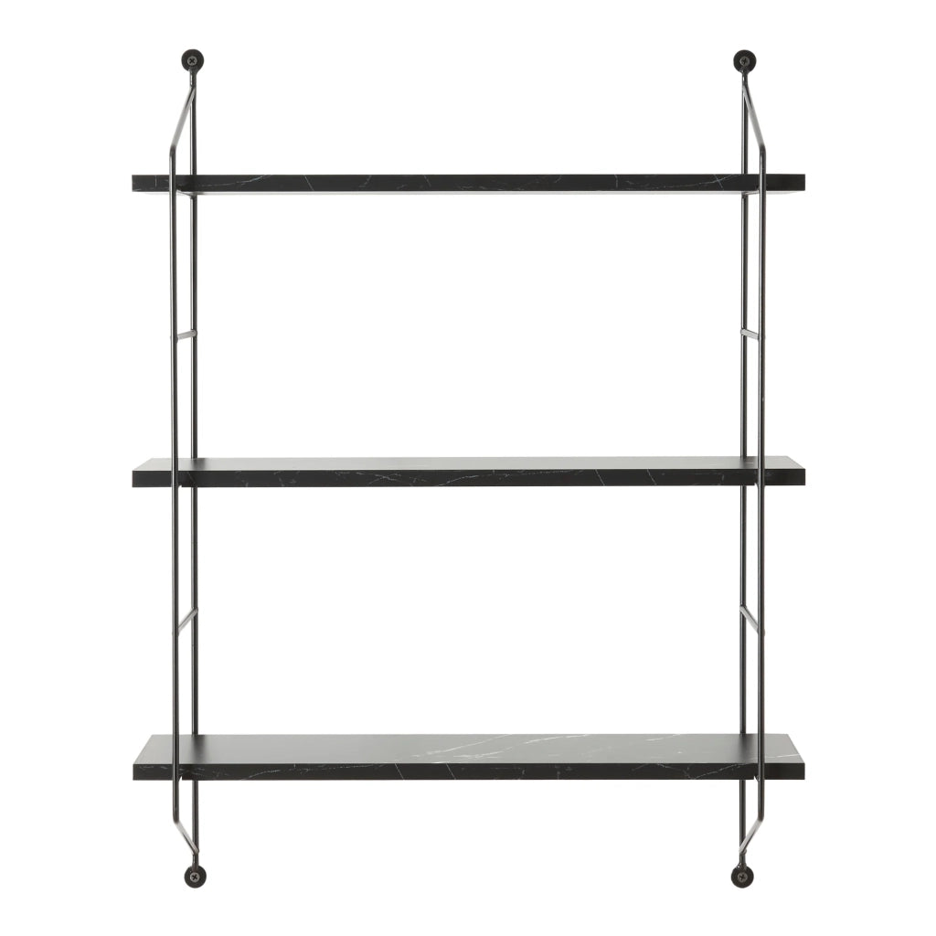 Mensola da parete a 3 ripiani 48 x 15 x 64 cm effetto marmo nero 03_0007065