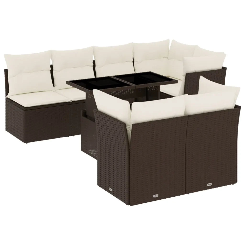 Set Divani da Giardino 8 pz con Cuscini Marrone in Polyrattan 3266413