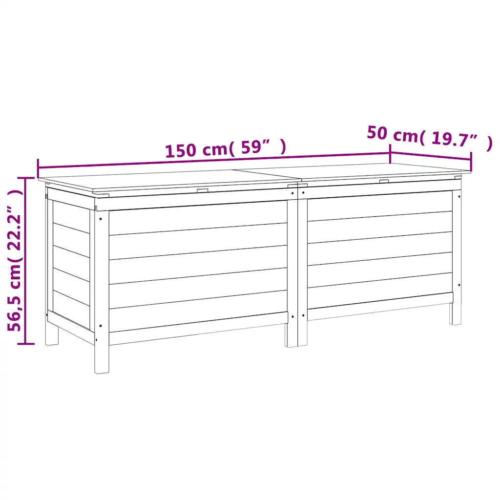 Contenitore da Giardino Antracite 150x50x56,5 cm Massello Abete 364758