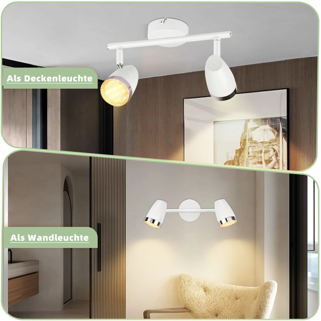 ZMH Faretto da soffitto a 2 luci 6W orientabile a 350° Lampada da soffitto Soggiorno
