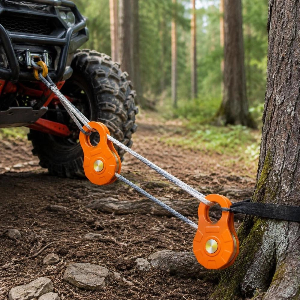 Snatch Block, 11T/11.3 Kg Working Load Limit, Heavy-duty Winch Pulley For 14 Mm Synthetic Rope Or Soft Sling, Off-road Recovery Accessory For Tractor, Truck, ATV & UTV, 2 Packs