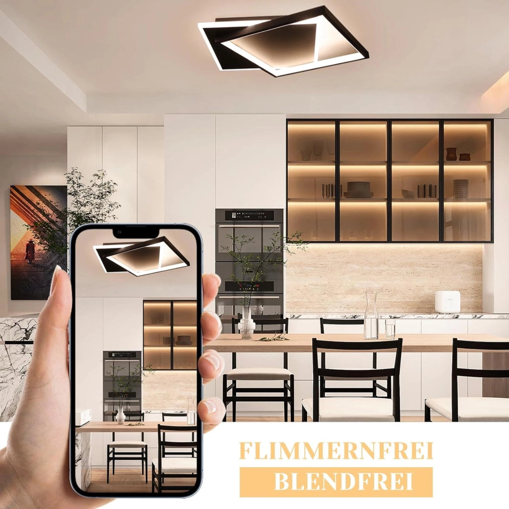 ZMH Lampada da soffitto plafoniera LED 44W nera dimmerabile telecomando moderna per soggiorno camera ufficio