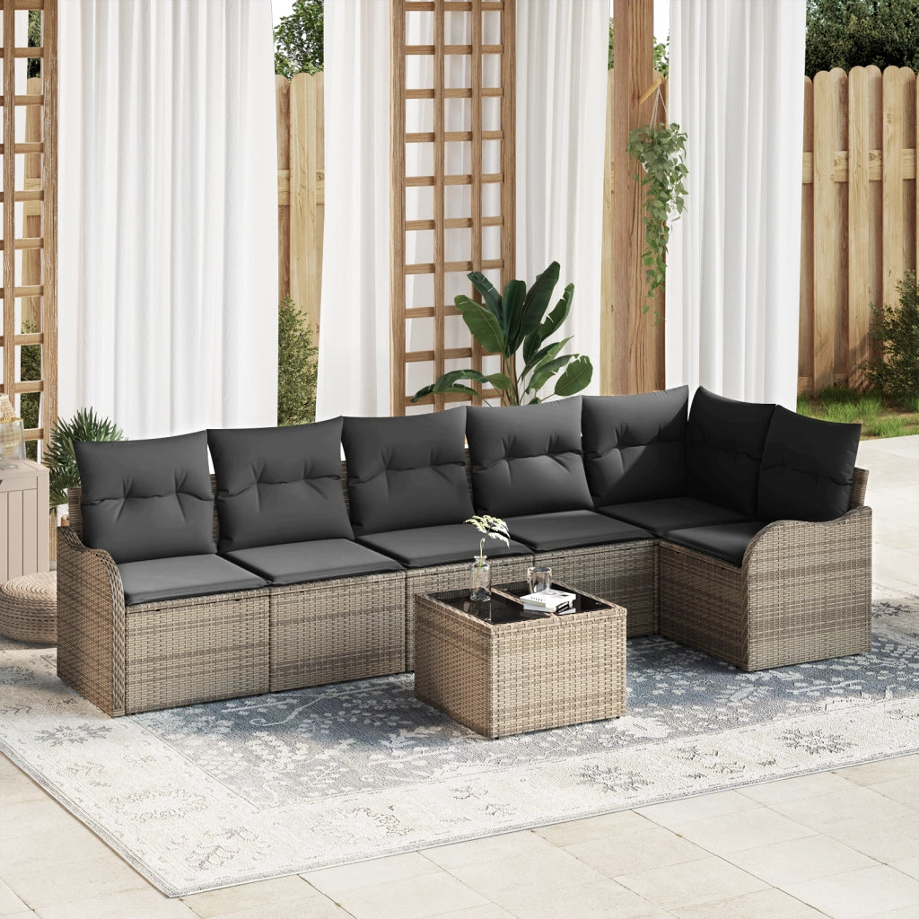 Set Divano da Giardino con Cuscini 6 Pezzi Rattan Poliestere Nero