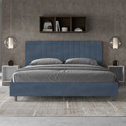 Letto imbottito Matrimoniale 190x200 cm Agueda - Contenitore,Microfibra,Blu