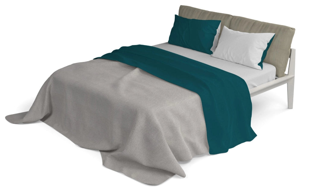 Set Lenzuola Sopra Sotto e Federe Doubleface Verde Petrolio/Grigio Chiaro Matrimoniale