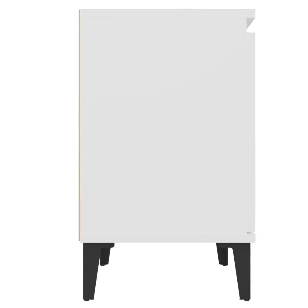 Comodino | Armadio da Notte | Mobiletto da notte con Gambe in Metallo Bianco 40x30x50 cm