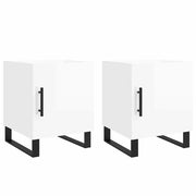 Set di 2 Comodini | Armadio da Notte | Mobiletto da notte Bianco Lucido 40x40x50 cm in Legno Multistrato