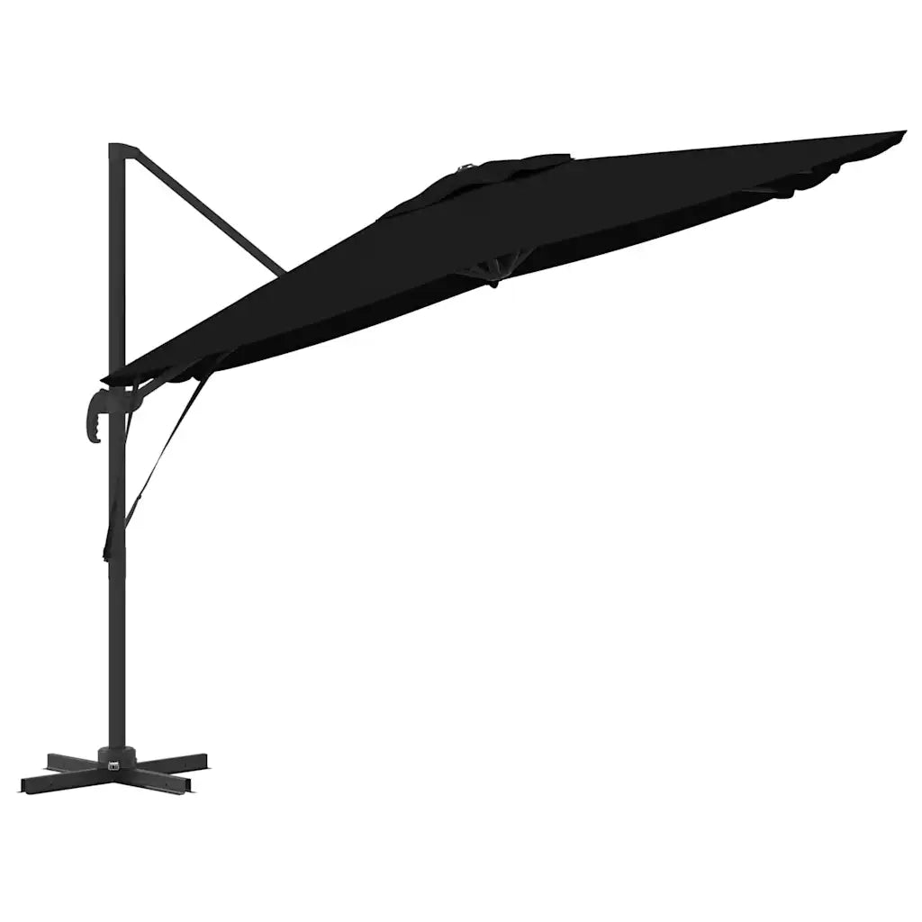 Parasole Roma-Ombrellone da giardino Nero 286 x 284 x 265 cm Alluminio e Poliestere