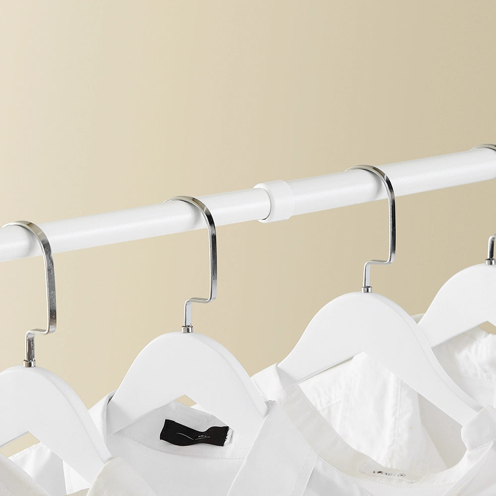 SoBuy KLS03-II-W Telescopic Appendiabiti da Terra, Robusto Stand Appendiabiti con Aste, Armadio Aperto Regolabile per Camera da Letto, Bianco